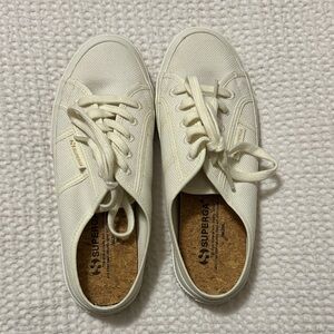 Superga Off-White Canvas Lace-Up Sneakers